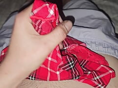 Load of hot cum inside her pantie gusset