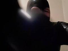 Full latex catsuit enclosure cumshot