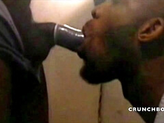 Sucking xxl black cock with condom