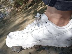 Jon Arteen plays in the mud with his new sneakers Nike Air Force One AF1 sockless. Boy foot fetish gay porn video  This twink tr