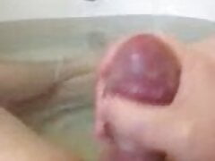 Straight British  uncut cock playing in the bath