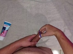 Solo session with cock ring, stroking and cumming like crazy