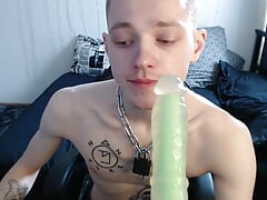 Endo suck his dildo and show his hole