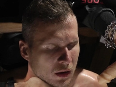 marionette on stool with fuck stick in throat