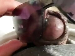 rubbing sunglasses on my dick and spitting a bit on them to
