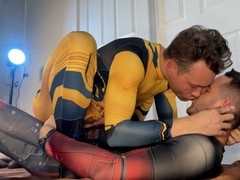 Spider-boy and Deadpool go wild without a condom and breed each other