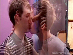 young Dorian Jensen and James O'Neil inhale spear