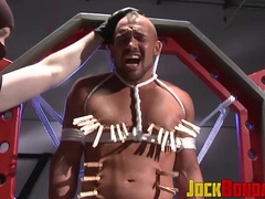 Jesse Balboa moaned in anguish as Dire Callahan pinned his dick with clothespins