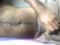 Hairy daddy big black cock masturbation on underwear