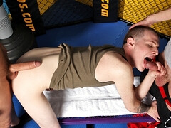 Young men enjoy threesome at the gym in sexy ways