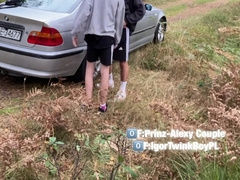 Youngster gives a fellatio step stepbro 24cm good-sized manstick outdoor by camper