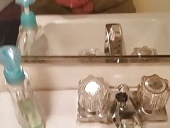 Cumming in public restroom