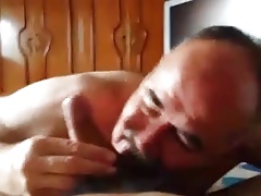 moustache daddy sucking big cock