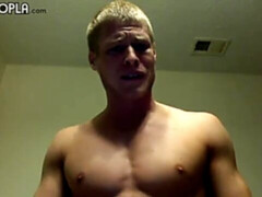 Horny blonde guy Prestin Presley strokes that big D