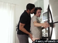 Naive Lad Throatfucked And Smashed Sans a condom In The Kitchen Until Internal cumshot