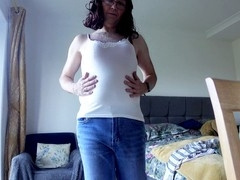 Amateur sissy, crossdresser lingerie, in english