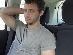 Gay hitchhiker Nate picked up and pounded in a car