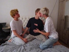 2 studs with giant shafts pound a cool young boy